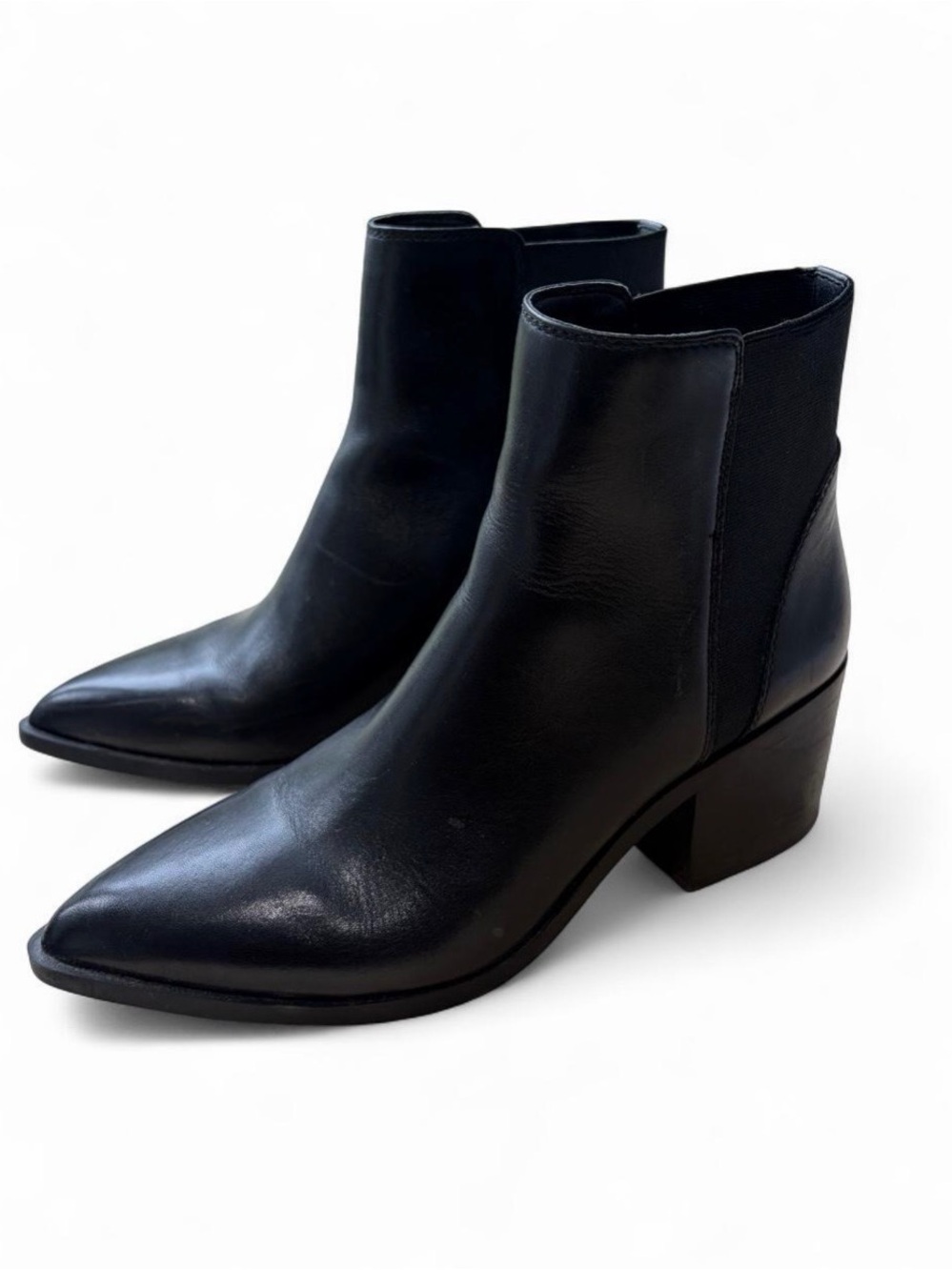 Steve Madden Black Leather Pointed Toe Ankle Boots 9